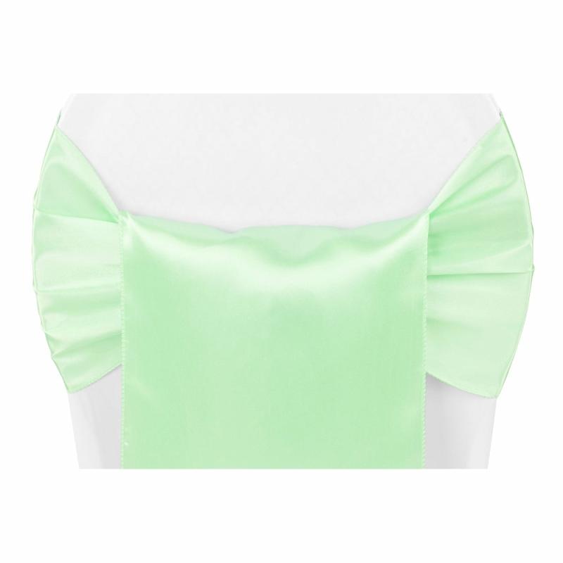 Chair Sashes & Bands |   Wide Satin Chair Sash – Mint Green Chair Covers & Chair Sashes Chair Sashes & Bands