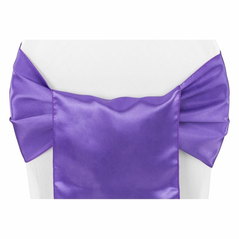 Chair Sashes & Bands |   Wide Satin Chair Sash – Purple Chair Covers & Chair Sashes Chair Sashes & Bands