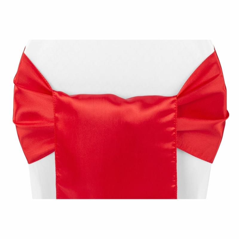 Chair Sashes & Bands |   Wide Satin Chair Sash – Red Chair Covers & Chair Sashes Chair Sashes & Bands