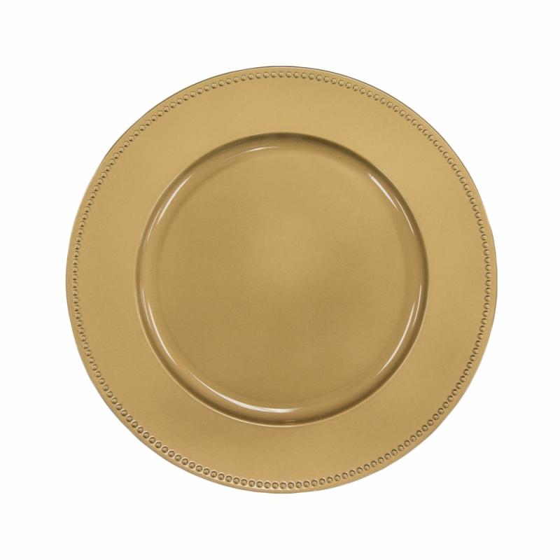 Charger Plates |   Beaded Round 13" Charger Plates – Gold Charger Plates Charger Plates