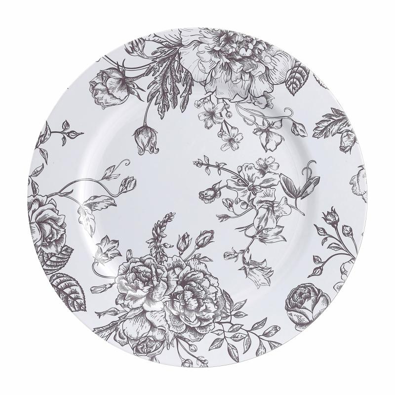 Charger Plates |   French Toile Acrylic Charger Plate – Chocolate Charger Plates Charger Plates