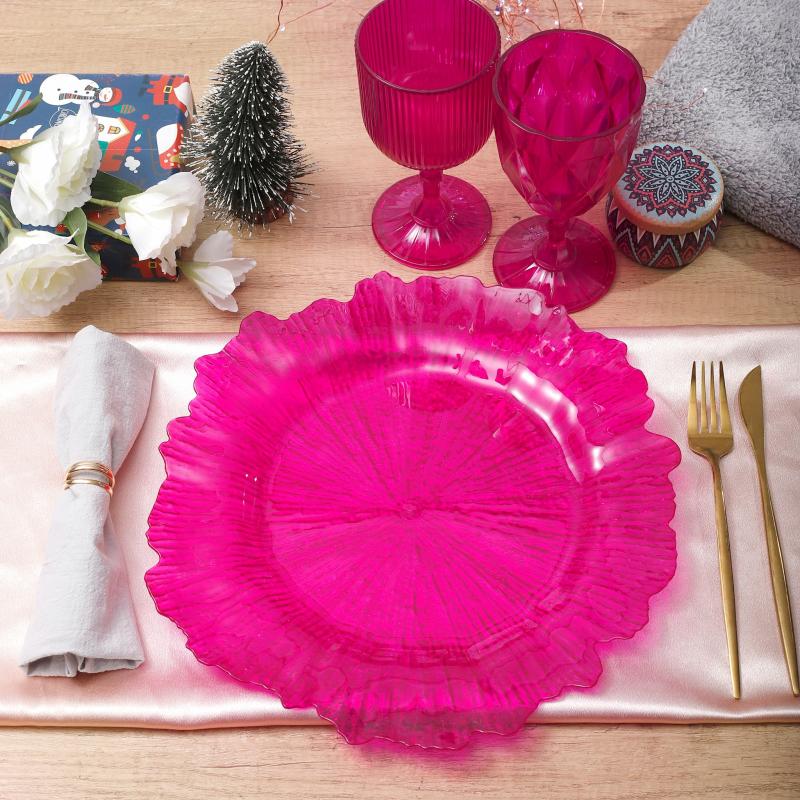 Charger Plates |   Transparent Reef Plastic Charger Plate – Fuchsia Charger Plates Charger Plates