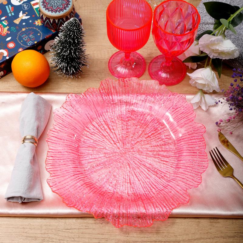 Charger Plates |   Transparent Reef Plastic Charger Plate – Pink Charger Plates Charger Plates