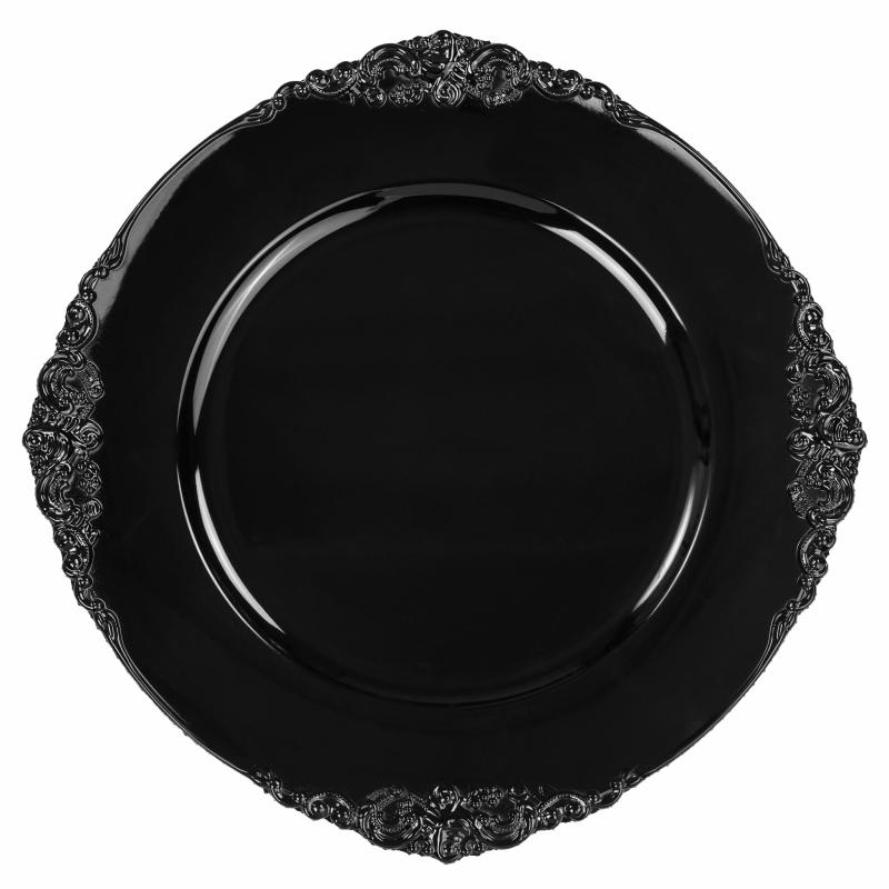 Charger Plates |   Vintage Round Charger Plate – Black Charger Plates Black