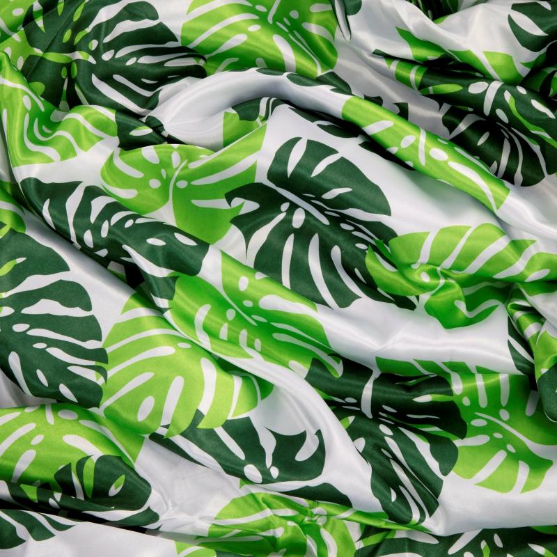 Fabric Rolls |   40 Yds Satin Fabric Roll – Tropical Palm Leaf Backdrop Stands & Drapes Emerald Green