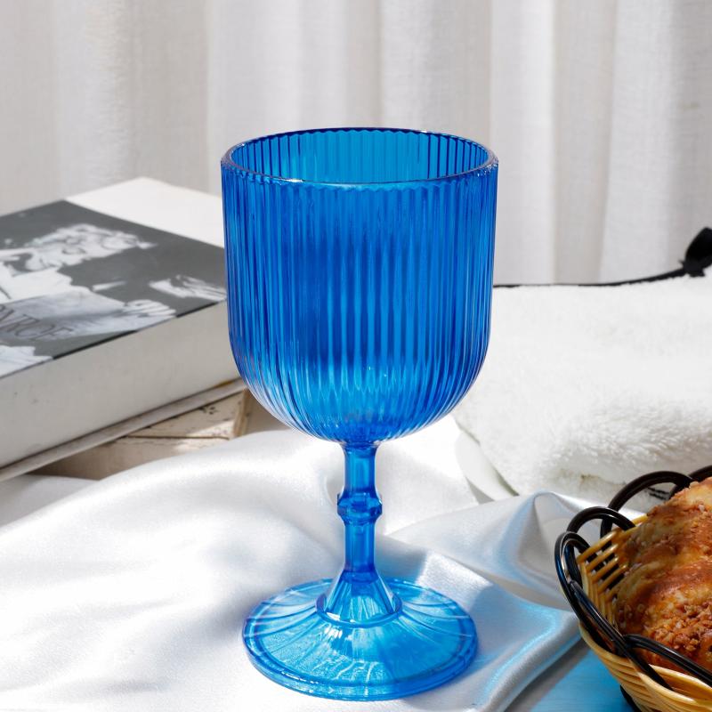 Goblets |   Blue Acrylic 11Oz Wine Goblets Ripple Design (6 Pcs/Pk) Charger Plates & Napkins Blue