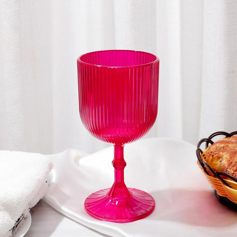 Goblets |   Fuchsia Acrylic 11Oz Wine Goblets Ripple Design (6 Pcs/Pk) Charger Plates & Napkins Fuchsia