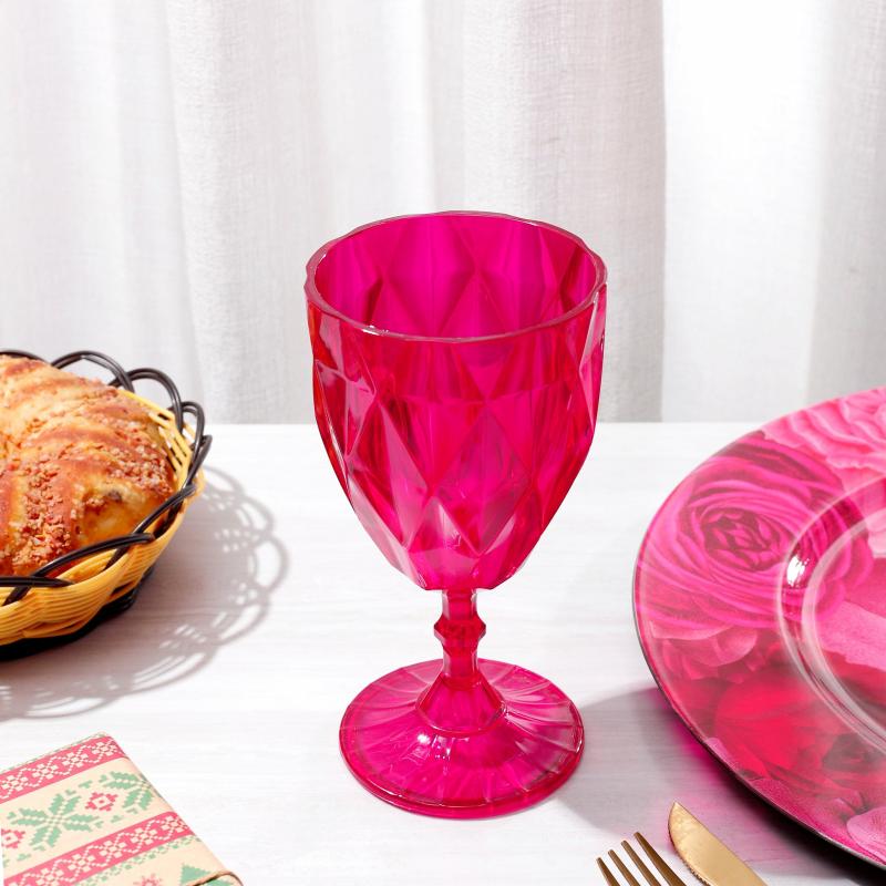 Goblets |   Fuchsia Vintage Acrylic Goblets (6 Pcs/Pk) Charger Plates & Napkins Fuchsia