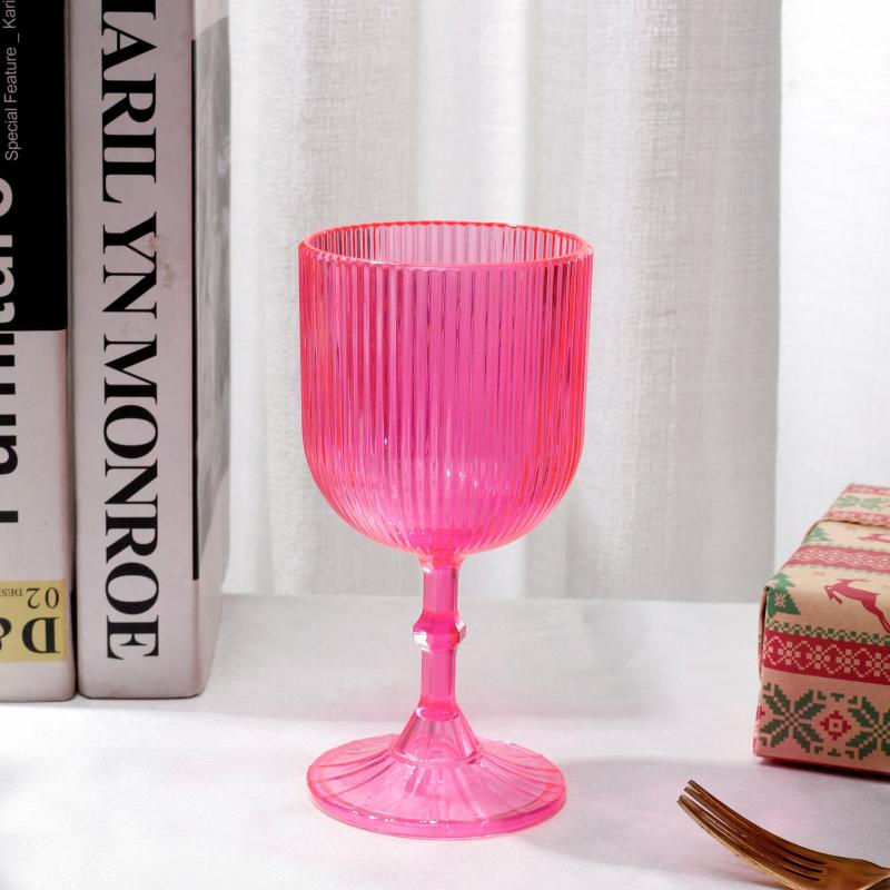 Goblets |   Pink Acrylic 11Oz Wine Goblets Ripple Design (6 Pcs/Pk) Charger Plates & Napkins Goblets