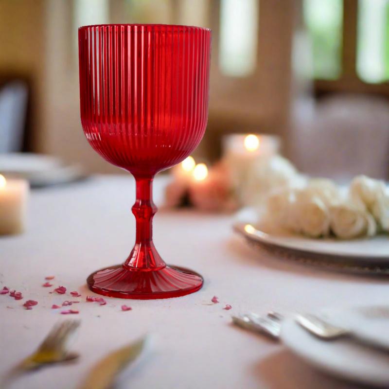 Goblets |   Red Acrylic 11Oz Wine Goblets Ripple Design (6 Pcs/Pk) Charger Plates & Napkins Goblets