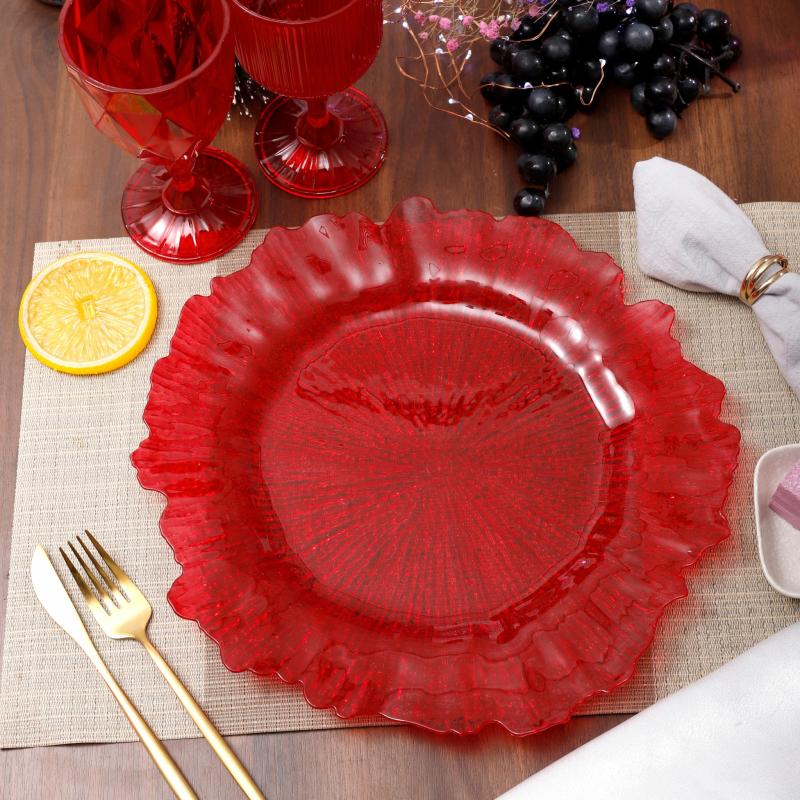 Goblets |   Transparent Reef Plastic Charger Plate – Red Charger Plates Charger Plates