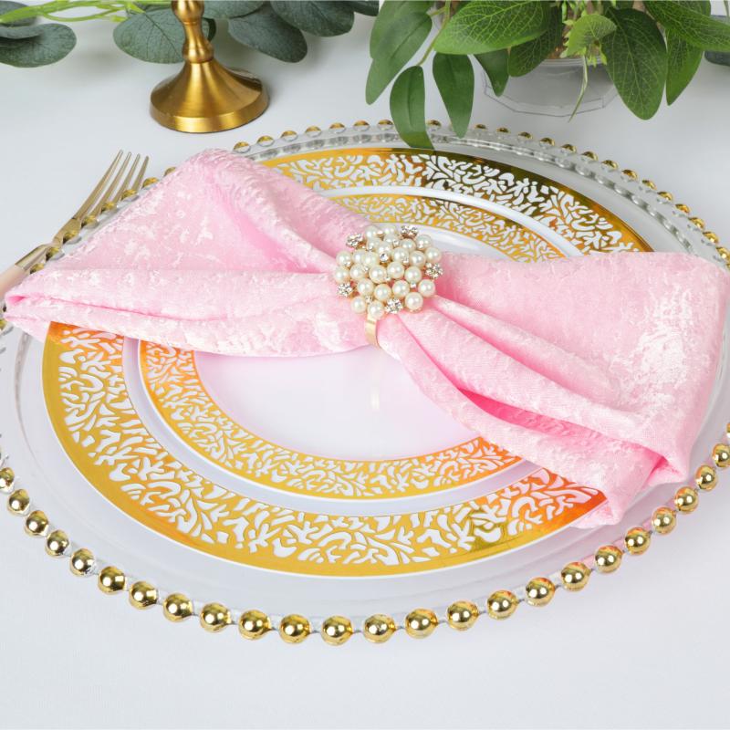 Napkin Linens |   5 Pcs/Pk Crinkle Shimmer Napkin 20"X20" – Pink Charger Plates & Napkins Napkin Linens