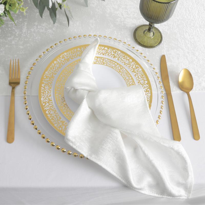 Napkin Linens |   5 Pcs/Pk Crinkle Shimmer Napkin 20"X20" – White Charger Plates & Napkins Napkin Linens