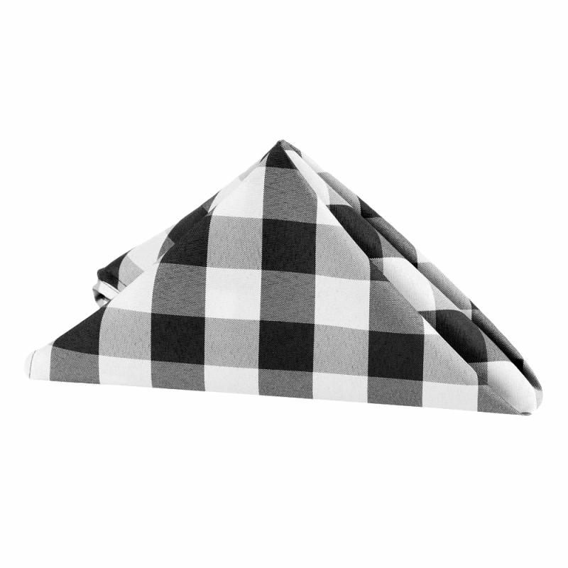 Napkin Linens |   Gingham Checkered Polyester Napkin 20"X20" – Black & White Charger Plates & Napkins Black