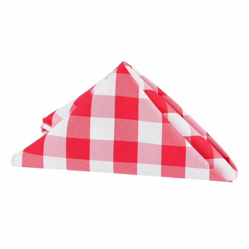 Napkin Linens |   Gingham Checkered Polyester Napkin 20"X20" – Red & White Charger Plates & Napkins Napkin Linens