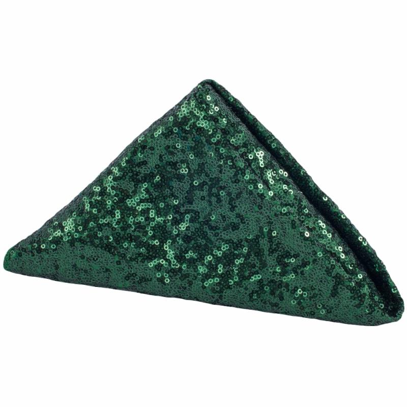 Napkin Linens |   Glitz Sequin Napkin 20"X20" – Emerald Green Charger Plates & Napkins Emerald Green