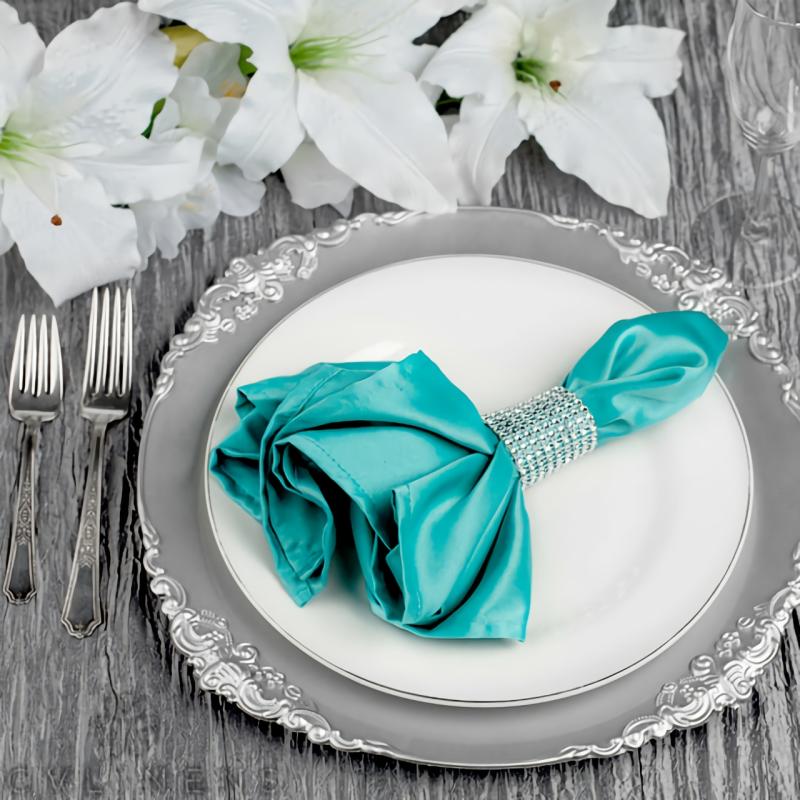 Napkin Linens |   Lamour Satin Napkin 20"X20" – Turquoise Charger Plates & Napkins Napkin Linens