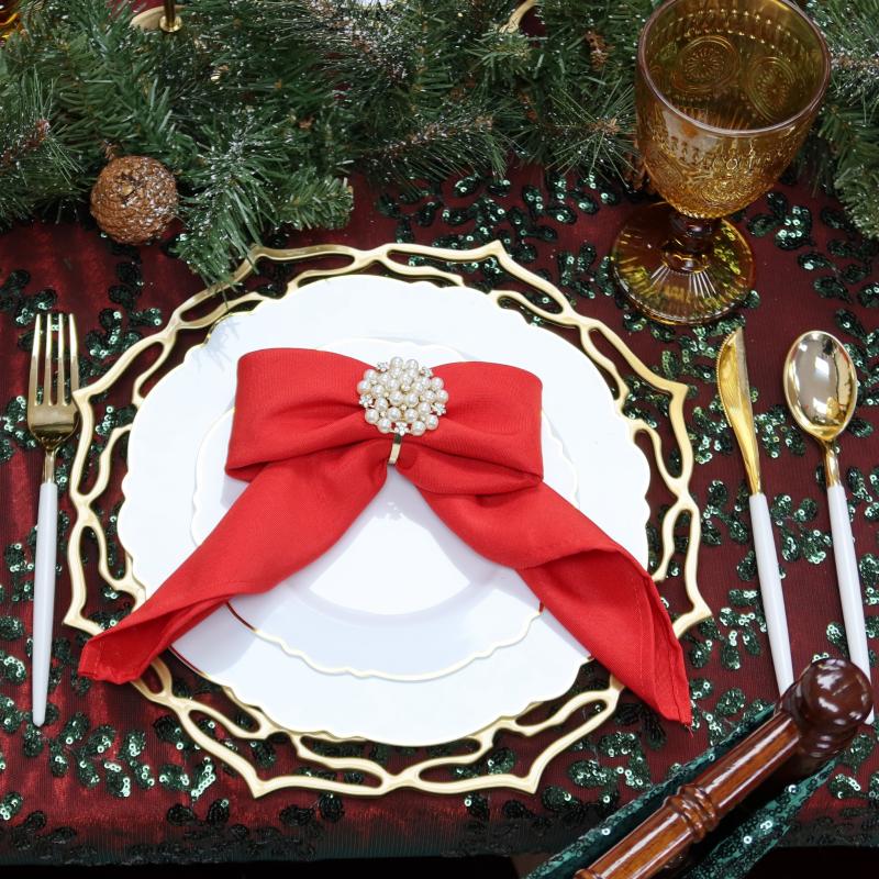 Napkin Linens |   Polyester Napkin 20"X20" – Red Charger Plates & Napkins Napkin Linens