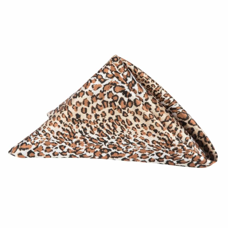 Napkin Linens |   Satin Napkin 20"X20" – Leopard Charger Plates & Napkins Chocolate Brown