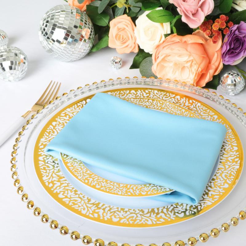 Napkin Linens |   Scuba Napkin 20"X20" (5 Pcs/Pk) – Baby Blue Charger Plates & Napkins Baby Blue