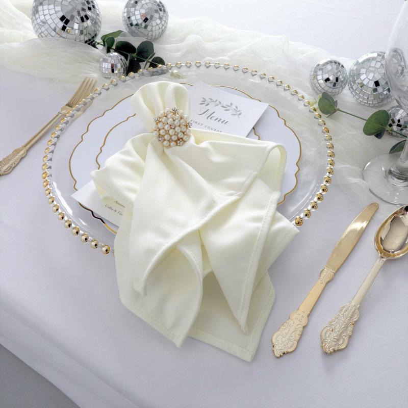 Napkin Linens |   Scuba Napkin 20"X20" (5 Pcs/Pk) – Ivory Charger Plates & Napkins Ivory