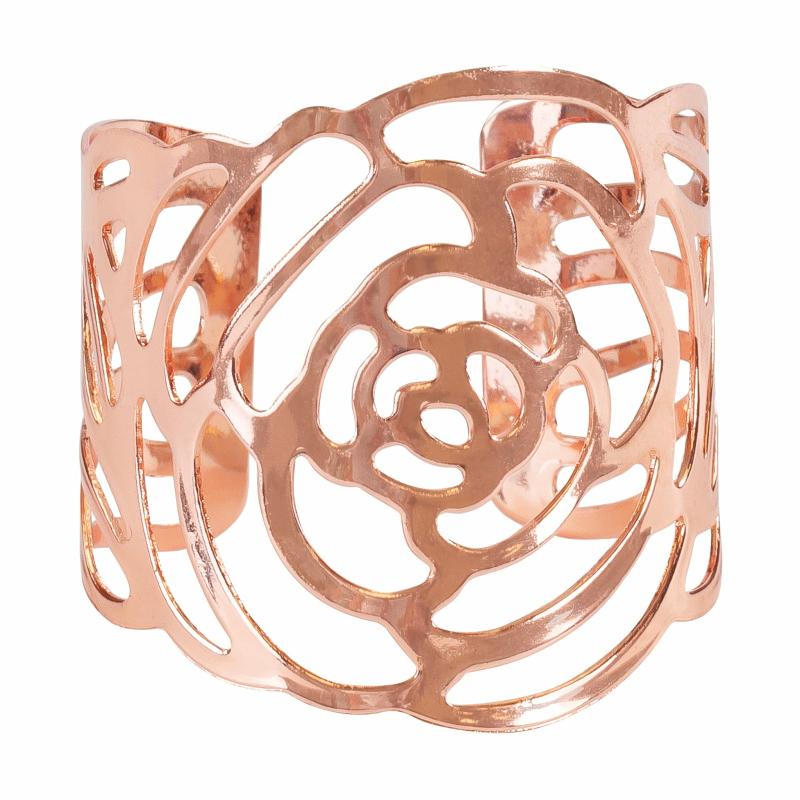 Napkin Rings & Holders |   Laser Cut Rose Metal Napkin Ring – Blush/Rose Gold Charger Plates & Napkins Blush,Rose Gold