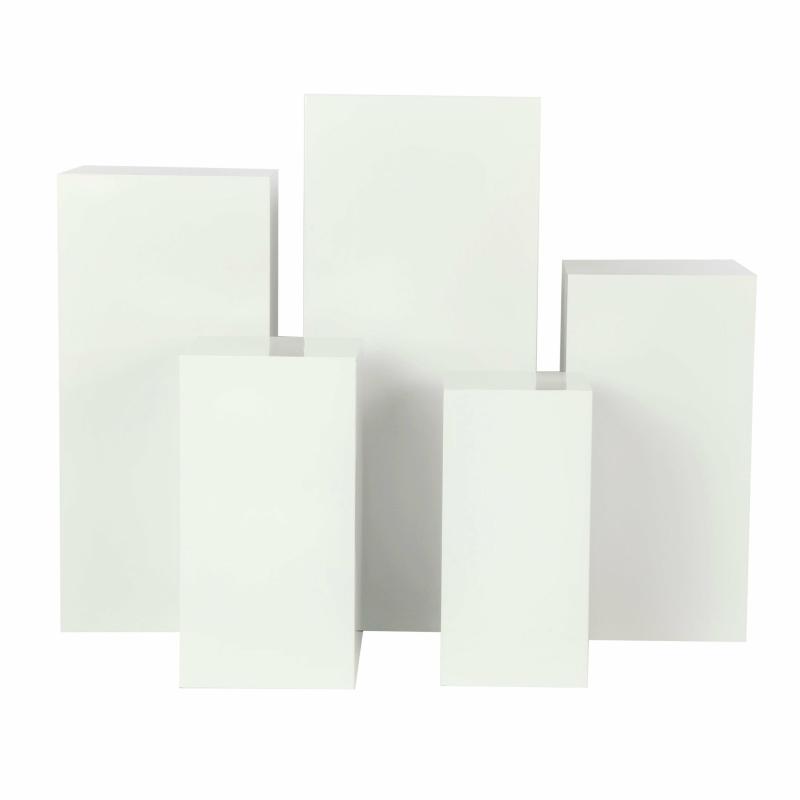 Pedestal Display Stands |   Square Metal Pillar Pedestal Display Stands 5 Pcs/Set – White Pedestal Display Stands Pedestal Display Stands