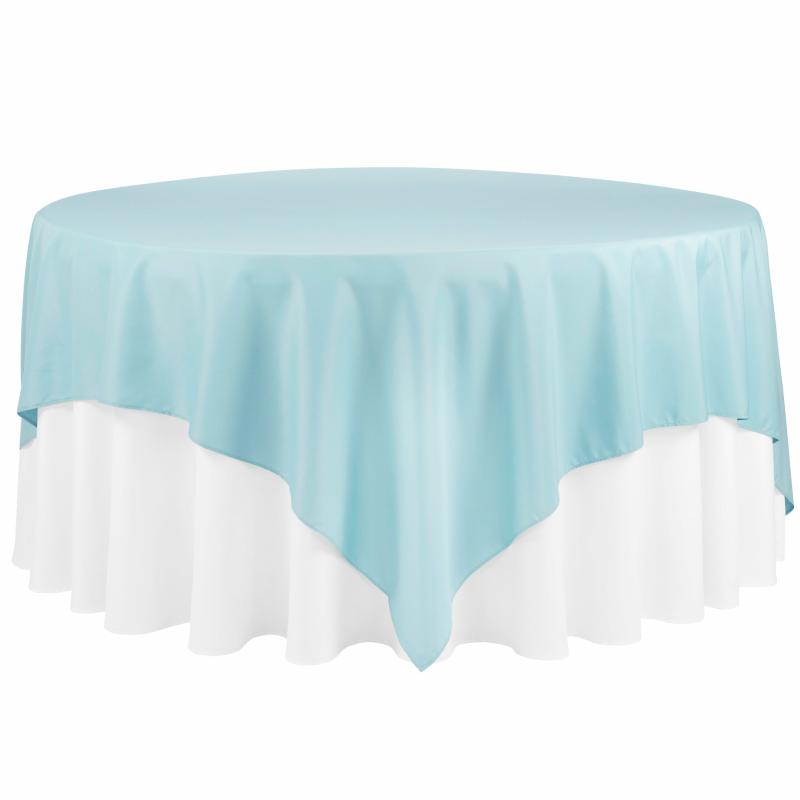 Polyester Tablecloths |   Economy Polyester Table Overlay Topper/Tablecloth 90"X90" Square – Baby Blue Polyester Tablecloths Baby Blue