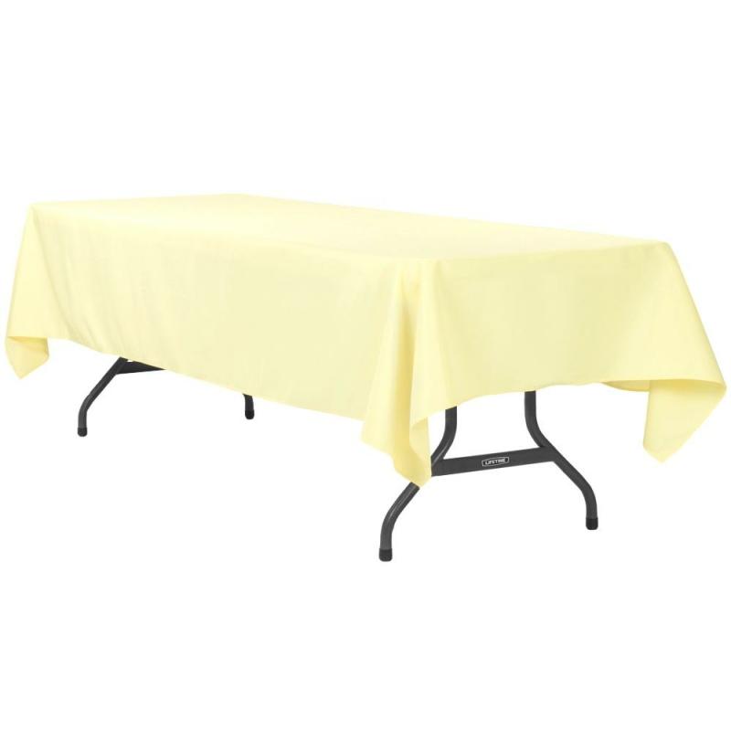 Polyester Tablecloths |   Economy Polyester Tablecloth 60"X120" Rectangular – Pastel Yellow Polyester Tablecloths Pastel Yellow