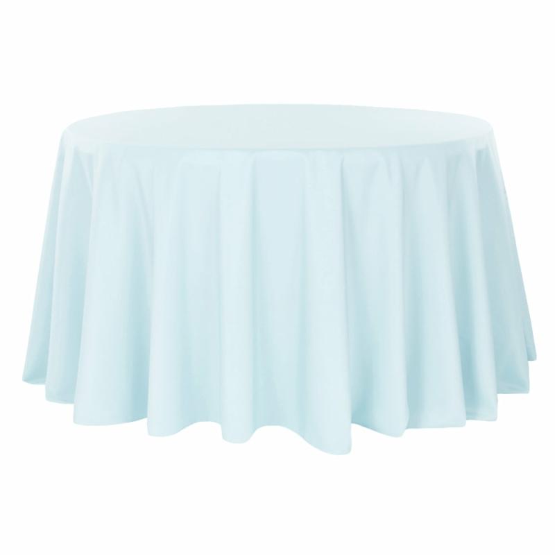 Polyester Tablecloths |   Polyester 120" Round Tablecloth – Baby Blue Polyester Tablecloths Baby Blue