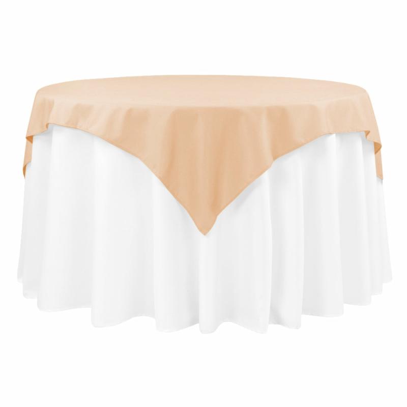 Polyester Tablecloths |   Polyester Square 54" Overlay/Tablecloth – Champagne Polyester Tablecloths Champagne