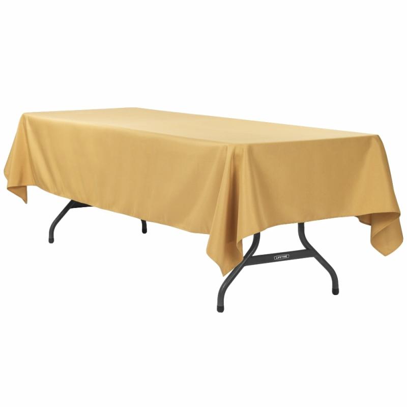 Rectangle Tablecloths |   60"X120" Rectangular Polyester Tablecloth – Gold Polyester Tablecloths Gold