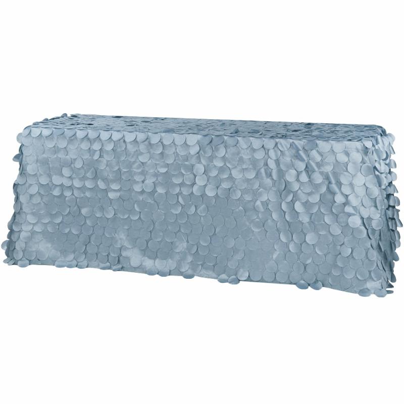 Rectangle Tablecloths |   90"X132" Petal Circle Taffeta Rectangular Tablecloth – Dusty Blue Rectangle Tablecloths Dusty Blue