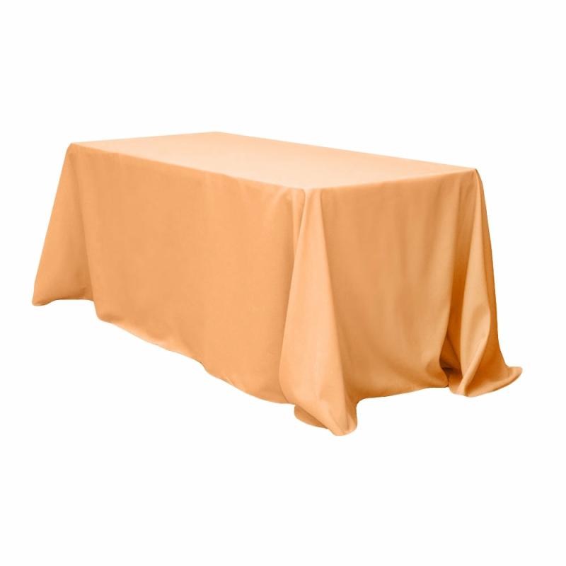 Rectangle Tablecloths |   90"X132" Rectangular Oblong Polyester Tablecloth – Peach Polyester Tablecloths Peach