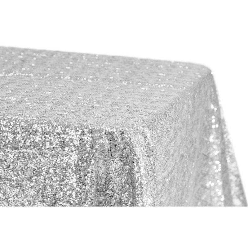 Rectangle Tablecloths |   Diamond Glitz Sequin Rectangular Tablecloth 90"X156" – Silver Rectangle Tablecloths Rectangle Tablecloths