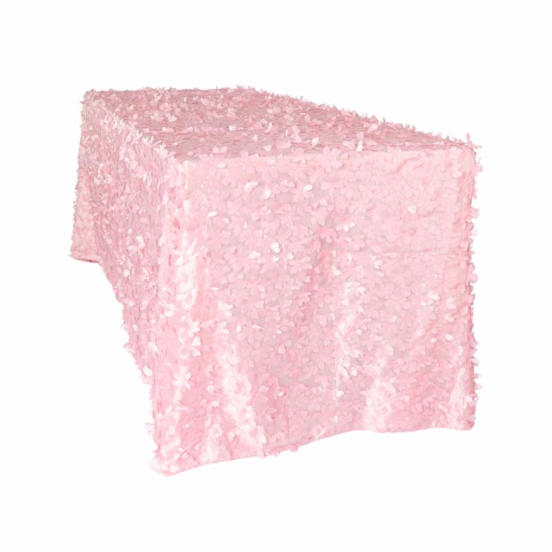 Rectangle Tablecloths |   Flower Petal Taffeta Tablecloth 90"X132" Rectangular – Pink Rectangle Tablecloths Pink