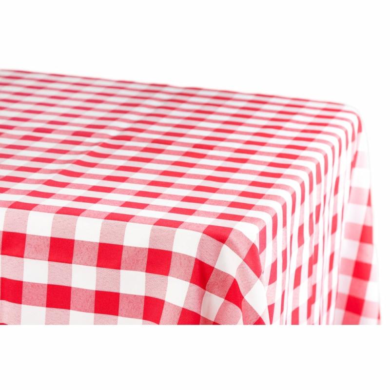 Rectangle Tablecloths |   Gingham Checkered Rectangular Polyester Tablecloth 60"X102" – Red & White Rectangle Tablecloths Rectangle Tablecloths