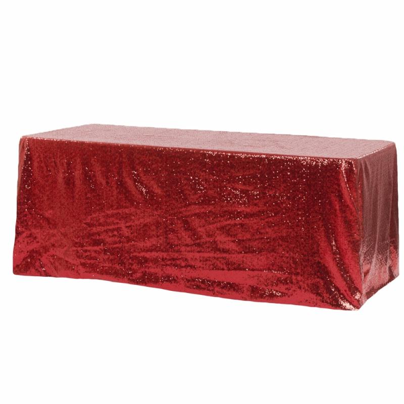 Rectangle Tablecloths |   Glitz Sequin 90"X132" Rectangular Tablecloth – Apple Red Rectangle Tablecloths Apple Red