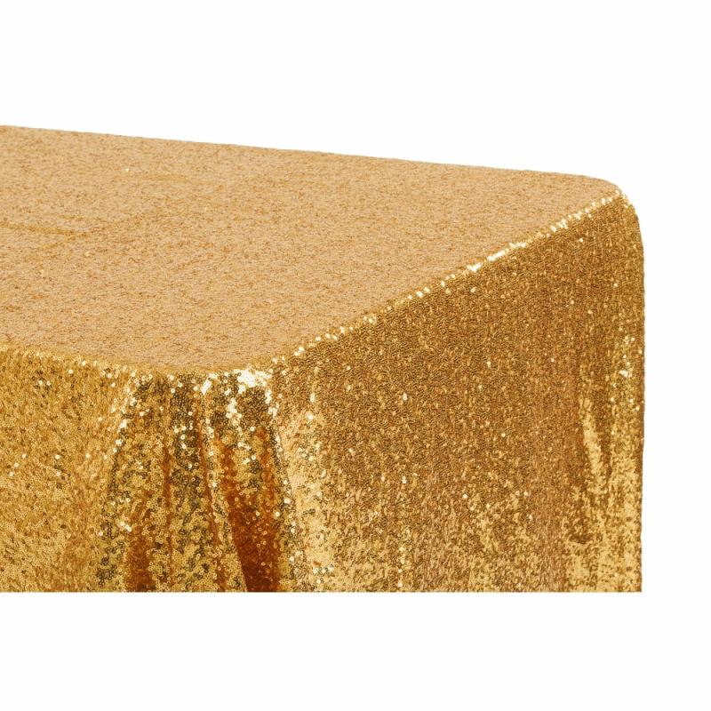 Rectangle Tablecloths |   Glitz Sequin 90"X132" Rectangular Tablecloth – Gold Rectangle Tablecloths Gold