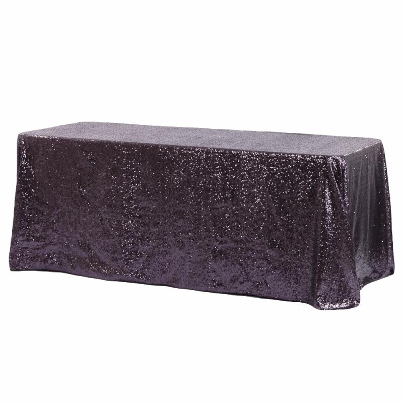 Rectangle Tablecloths |   Glitz Sequin 90"X156" Rectangular Tablecloth – Eggplant/Plum Rectangle Tablecloths Eggplant,Plum