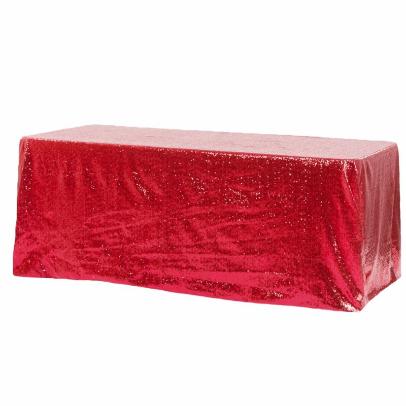 Rectangle Tablecloths |   Glitz Sequin 90"X156" Rectangular Tablecloth – Red Rectangle Tablecloths Rectangle Tablecloths