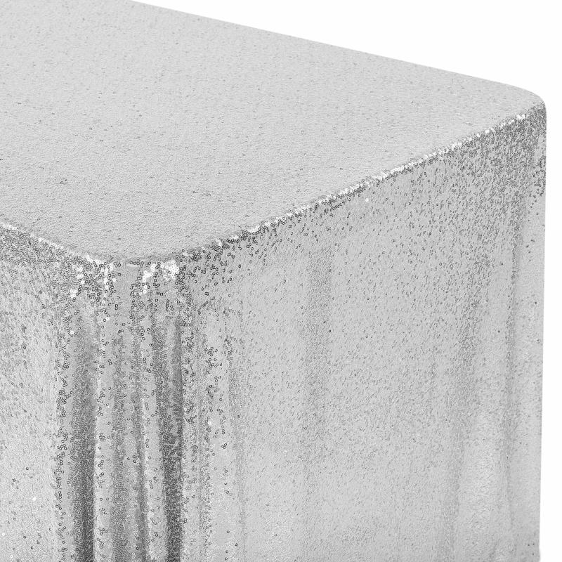 Rectangle Tablecloths |   Glitz Sequin Mesh Net Tablecloth 90"X156" Rectangular – Silver Rectangle Tablecloths Rectangle Tablecloths