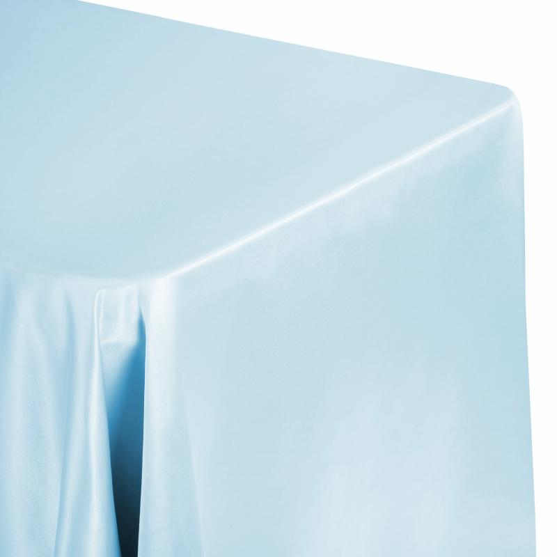 Rectangle Tablecloths |   Lamour Satin 90"X156" Rectangular Oblong Tablecloth – Baby Blue Rectangle Tablecloths Baby Blue