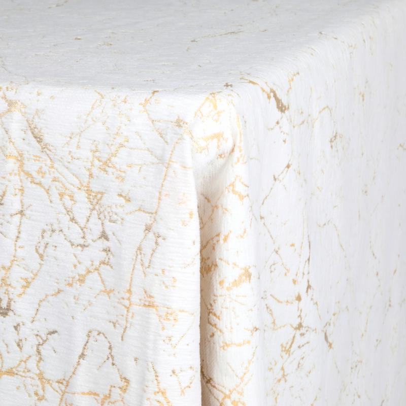 Rectangle Tablecloths |   Marble Reversible Jacquard Tablecloth 90"X156" Rectangle – Gold Rectangle Tablecloths Gold