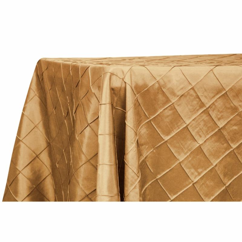 Rectangle Tablecloths |   Pintuck 90"X132" Rectangular Tablecloth – Gold Rectangle Tablecloths Gold