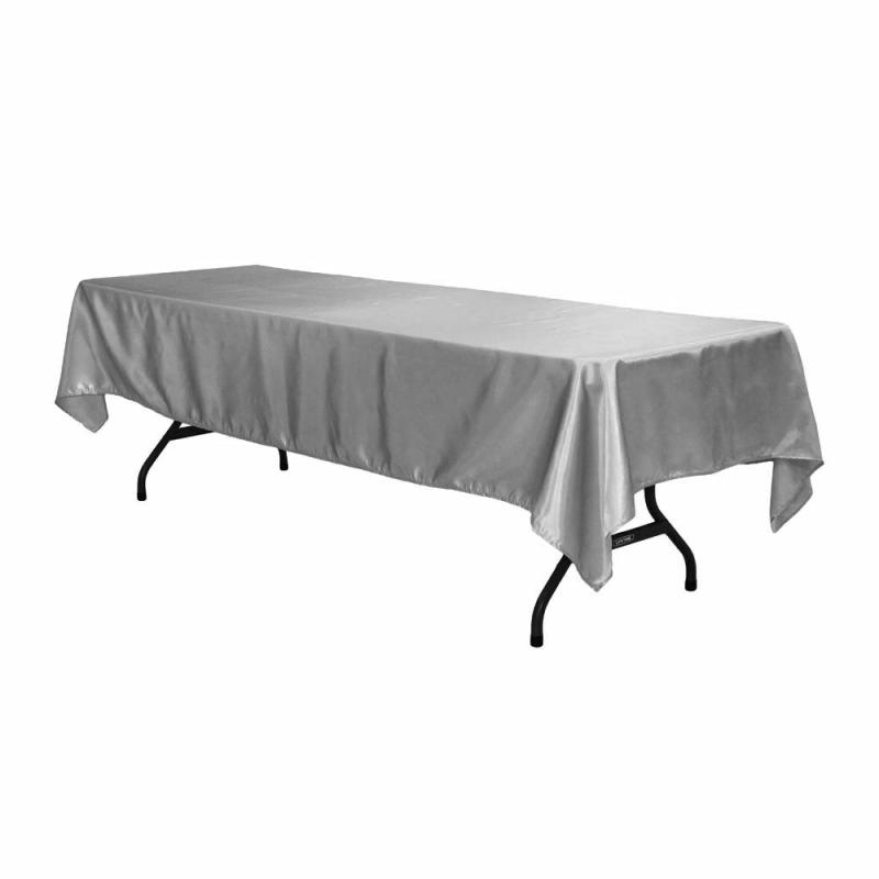 Rectangle Tablecloths |   Satin Rectangular 60"X120" Tablecloth – Silver Rectangle Tablecloths Rectangle Tablecloths