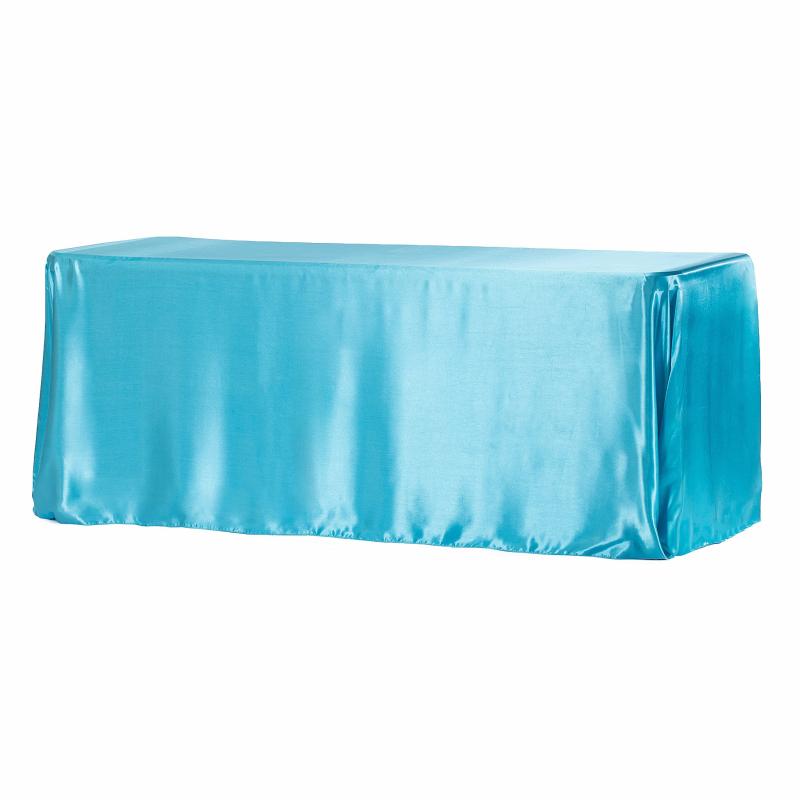 Rectangle Tablecloths |   Satin Rectangular 90"X132" Tablecloth – Aqua Blue Rectangle Tablecloths Aqua Blue