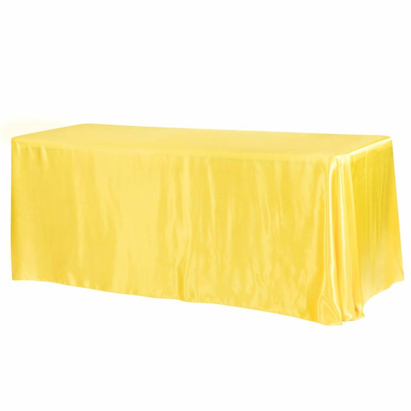 Rectangle Tablecloths |   Satin Rectangular 90"X132" Tablecloth – Canary Yellow (Bright Yellow) Rectangle Tablecloths Canary Yellow