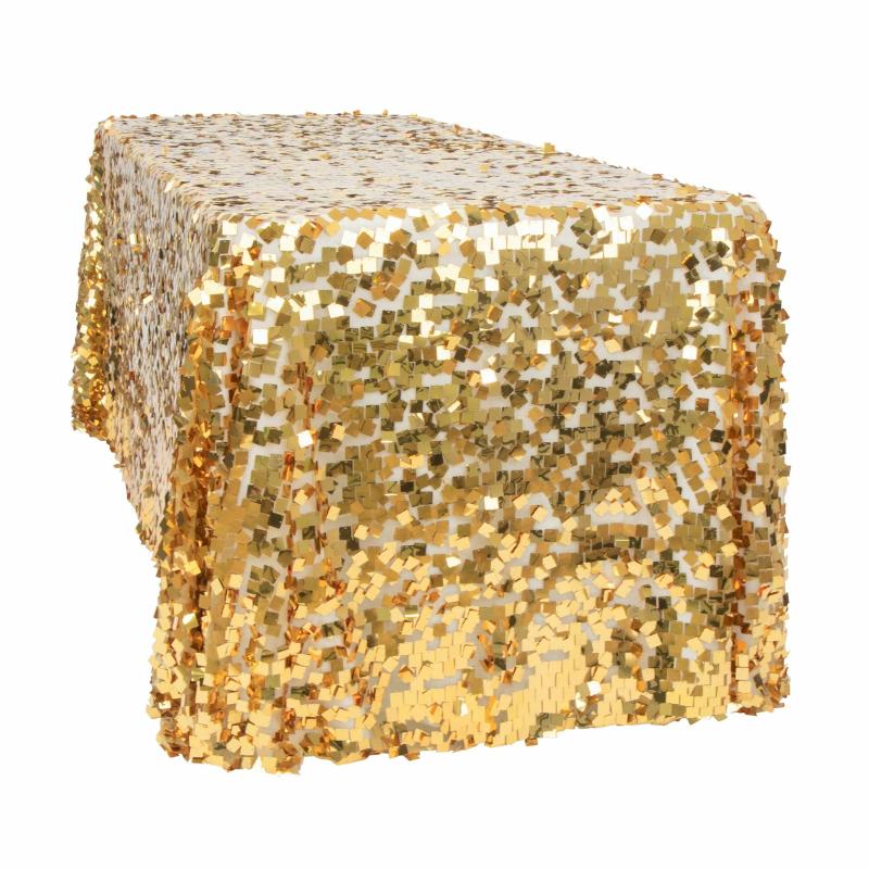 Rectangle Tablecloths |   Square Payette Sequin Tablecloth 90"X156" Rectangular – Gold Rectangle Tablecloths Gold