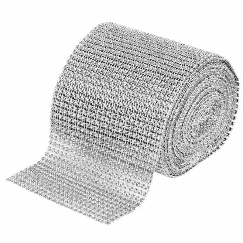 Rhinestone & Beads Rolls |   Rhinestone Mesh Roll (30Ft) – Silver Rhinestone & Beads Rolls